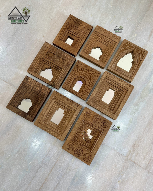 Wooden Temple Mirror Frame (Set of 9)