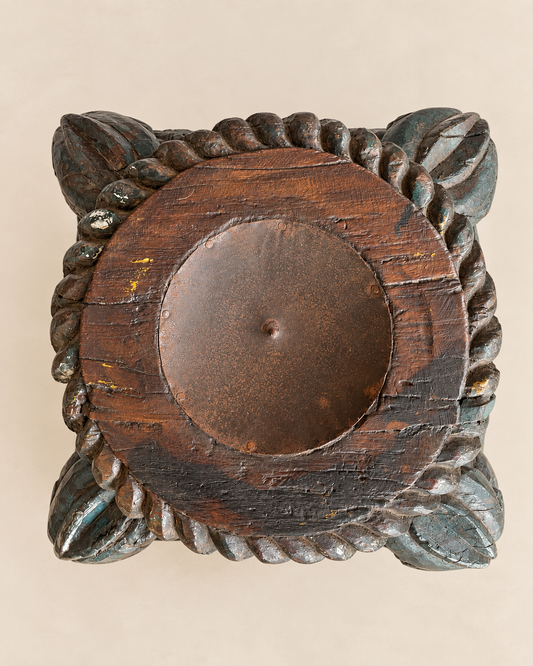 Vintage Hand-Carved Wooden Candle Holder / Plant Holder / Statue Holder