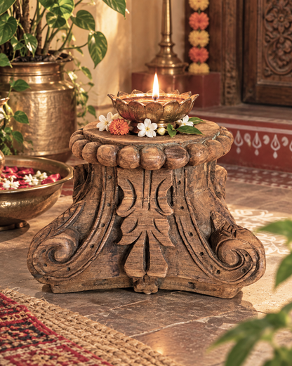 Antique Wooden Decorative Candle Holder / Plant Holder