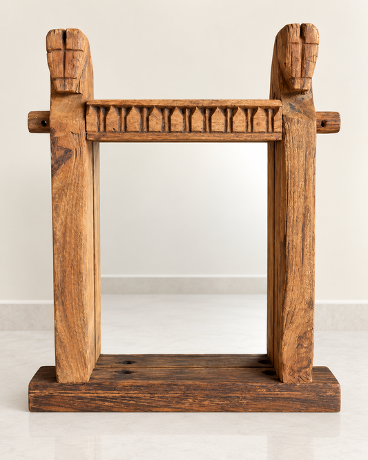 Vintage Hand-Carved Horse Wooden Mirror