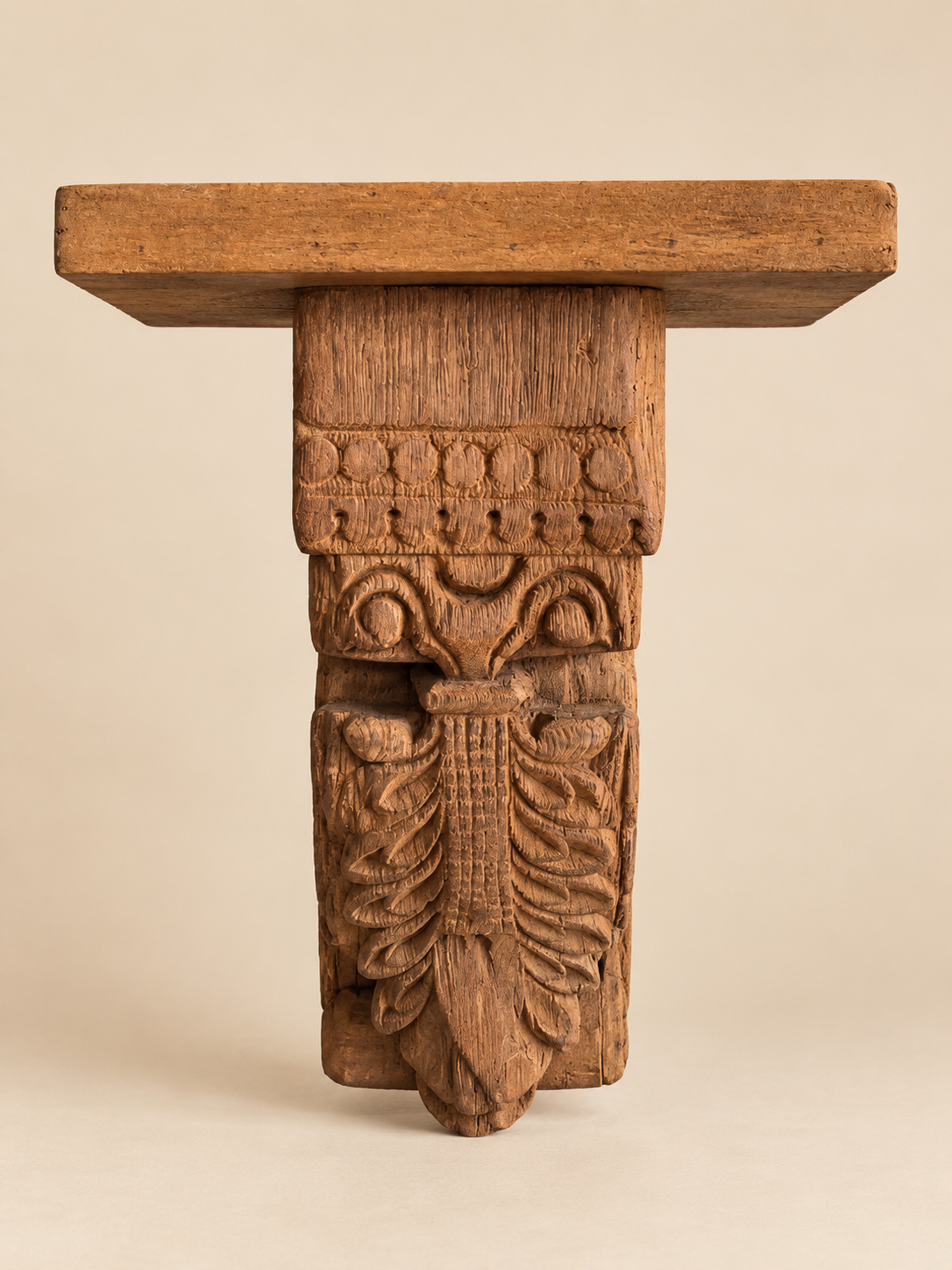 vintage floral carved wooden wall shelf / bracket