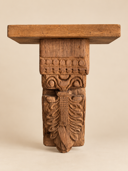 Vintage Floral Carved Wooden Wall Shelf / Bracket