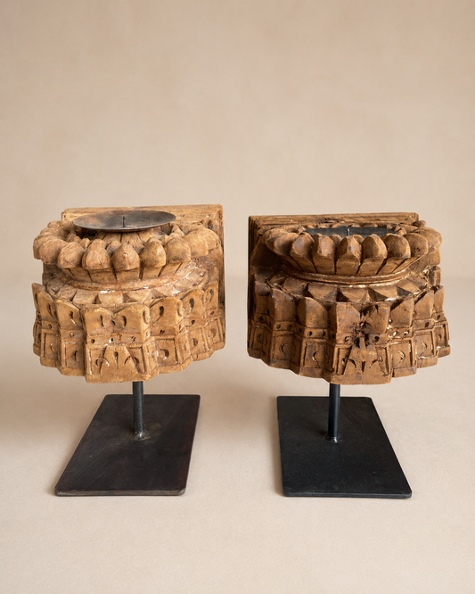 Vintage Hand-Carved Multipurpose Décor Stands – Set of Two