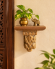 Antique Hand-Carved Floral Wooden Corbel Wall Shelf