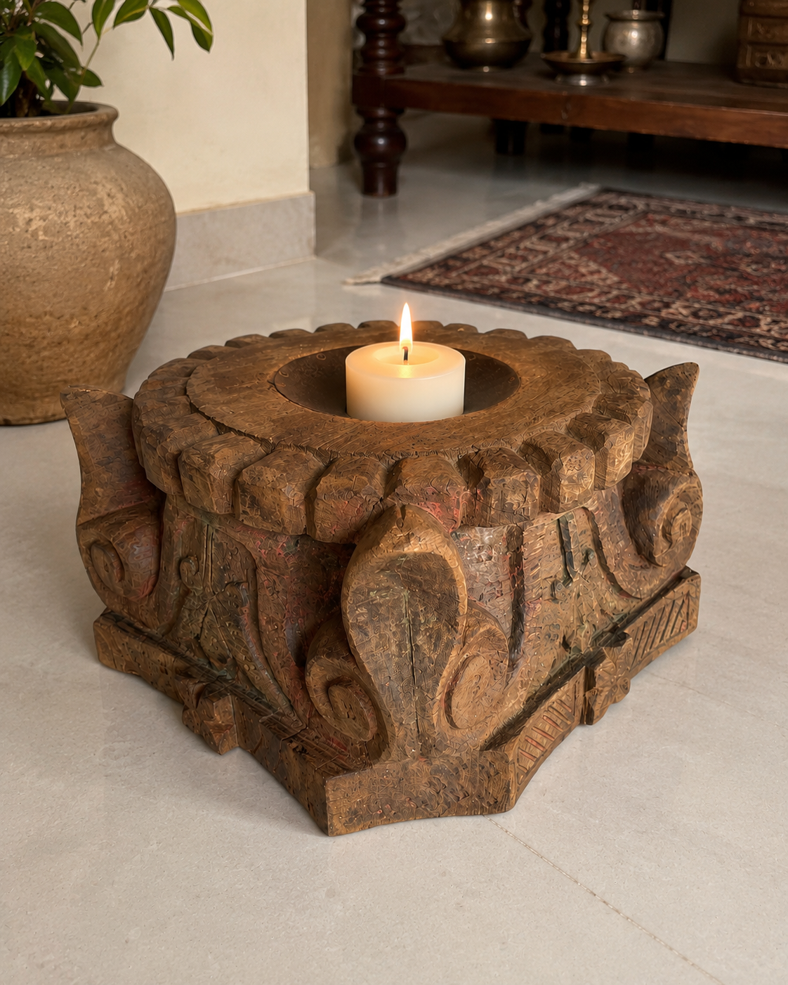 authentic gujarat pillar base candle holder
