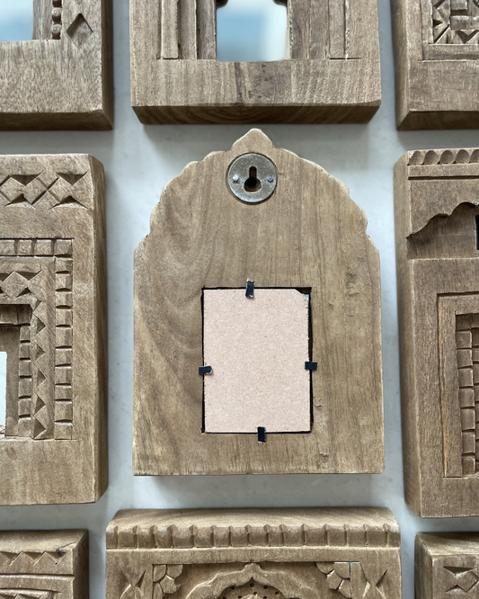Decorative Jharokha Wooden Wall Mirror Frame (Set of 9)