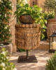 Vintage Wooden Carving Candle Stand on Iron Stand