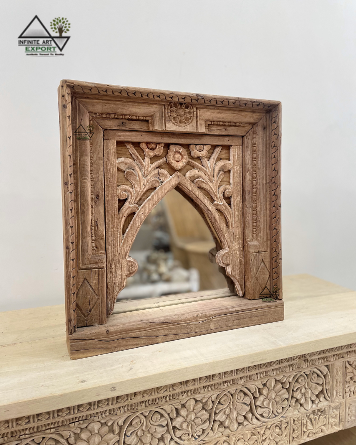 antique wooden arch mirror frame