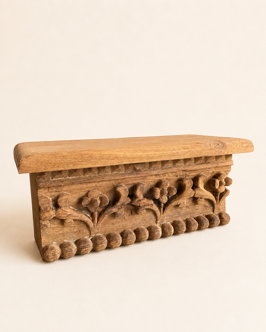 Vintage Hand Carved Wooden Shelf