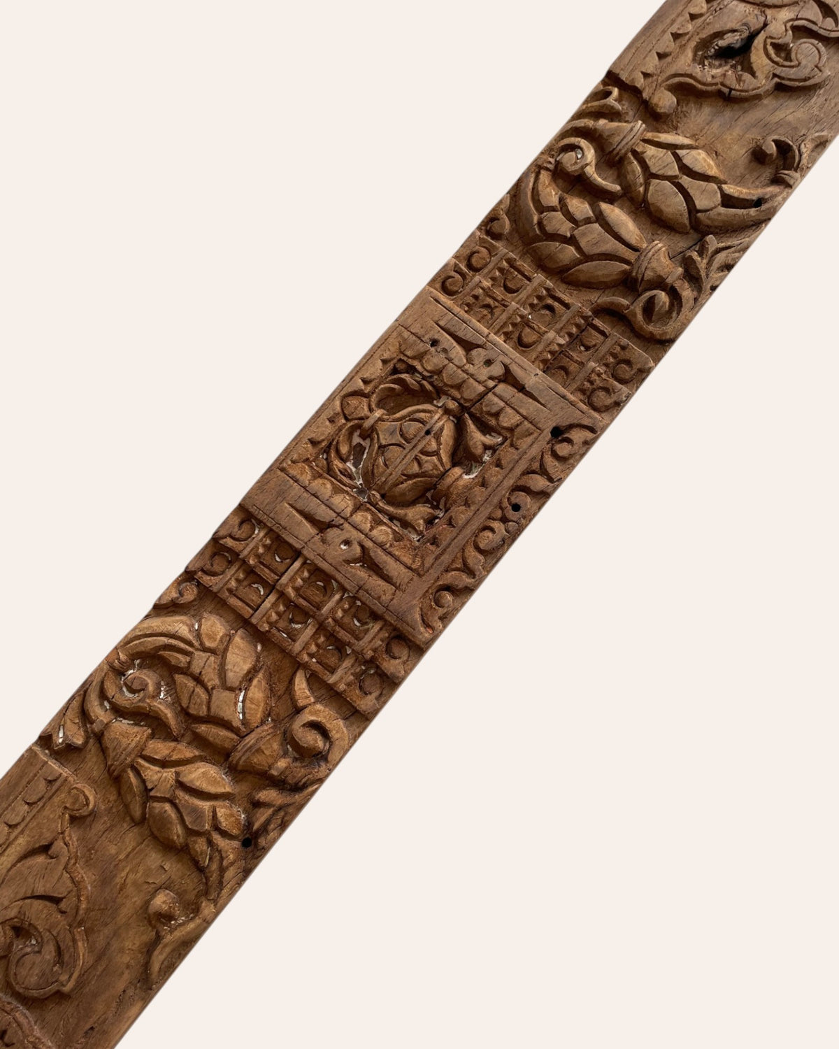 vintage hand-carved floral & ornamental wooden architectural wall panel