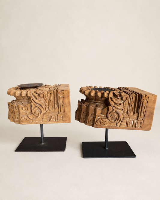 Vintage Hand-Carved Multipurpose Décor Stands – Set of Two