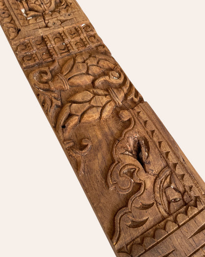 Vintage Hand-Carved Floral & Ornamental Wooden Architectural Wall Panel