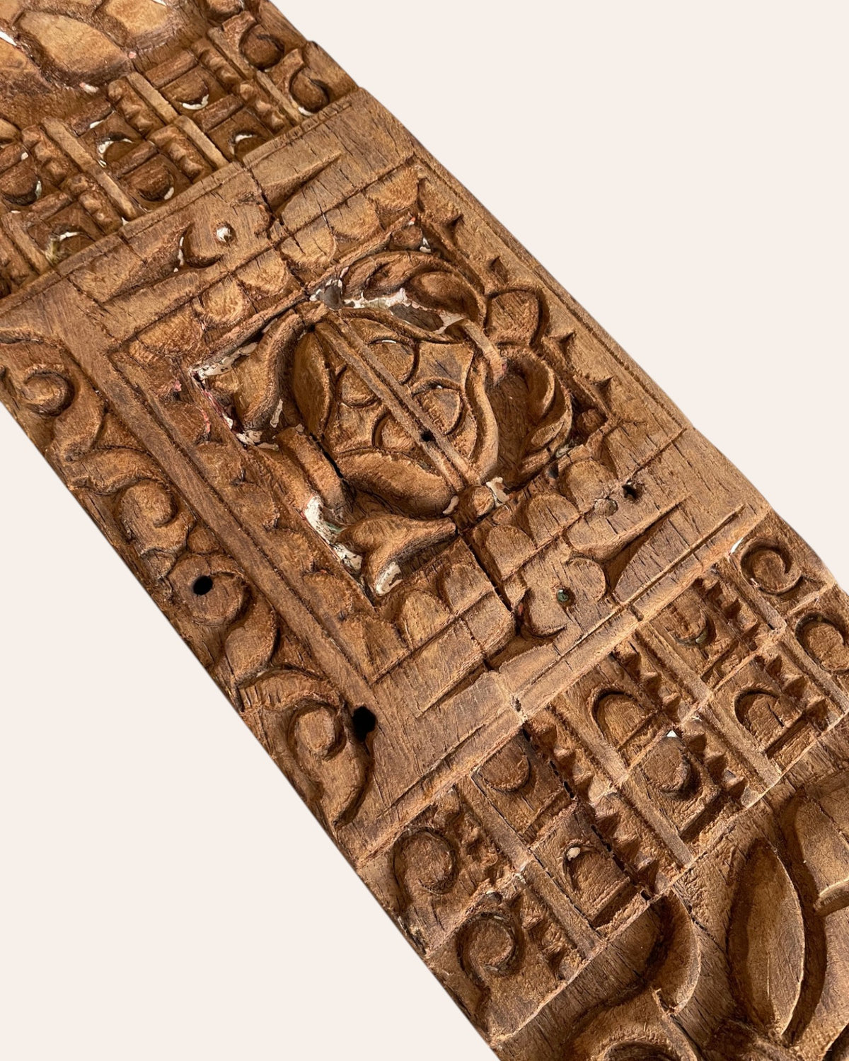 vintage hand-carved floral & ornamental wooden architectural wall panel