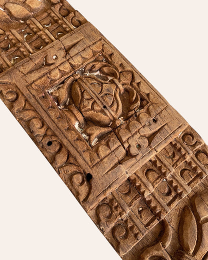 Vintage Hand-Carved Floral & Ornamental Wooden Architectural Wall Panel