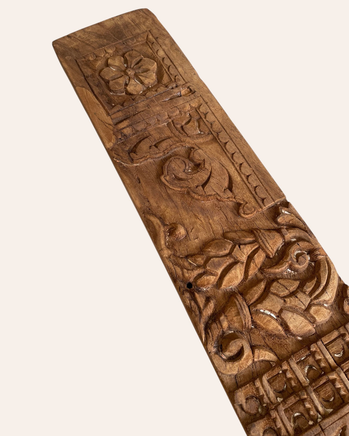 vintage hand-carved floral & ornamental wooden architectural wall panel