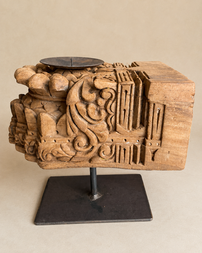 Vintage Hand-Carved Floral Candle Stand / Statue Holder / Plant Holder