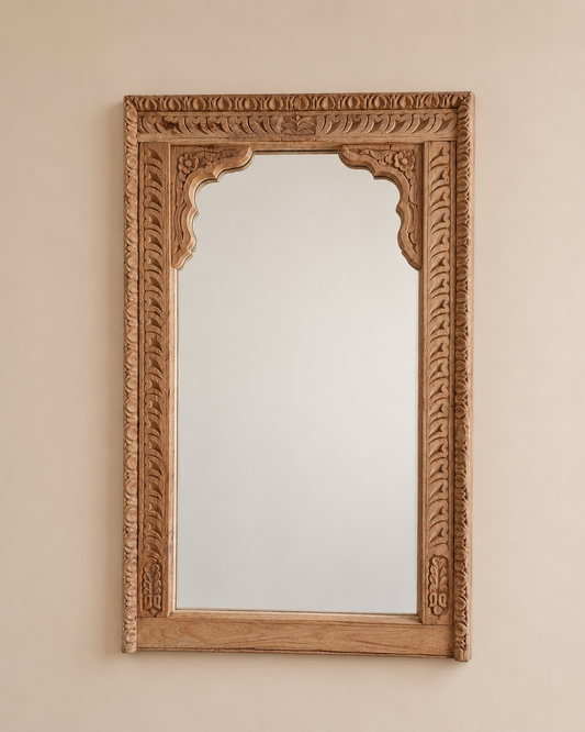 Handcrafted Heritage Arch Wooden Wall Mirror