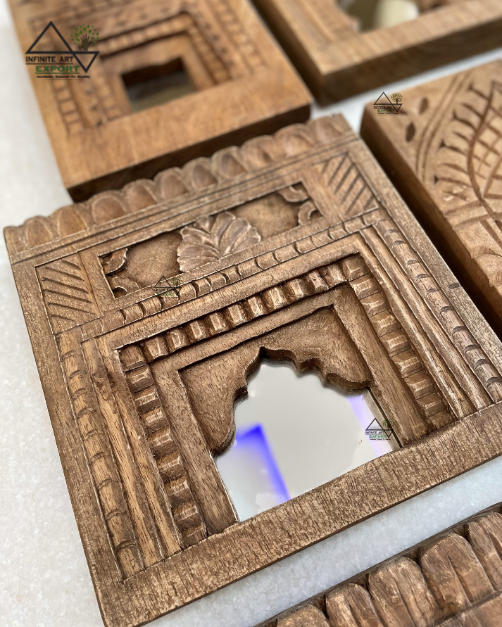 wooden temple mirror frame (set of 9)