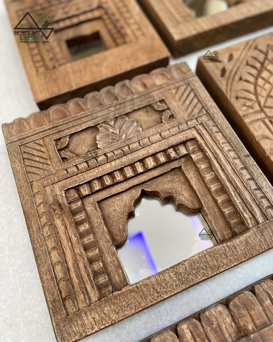 Wooden Temple Mirror Frame (Set of 9)