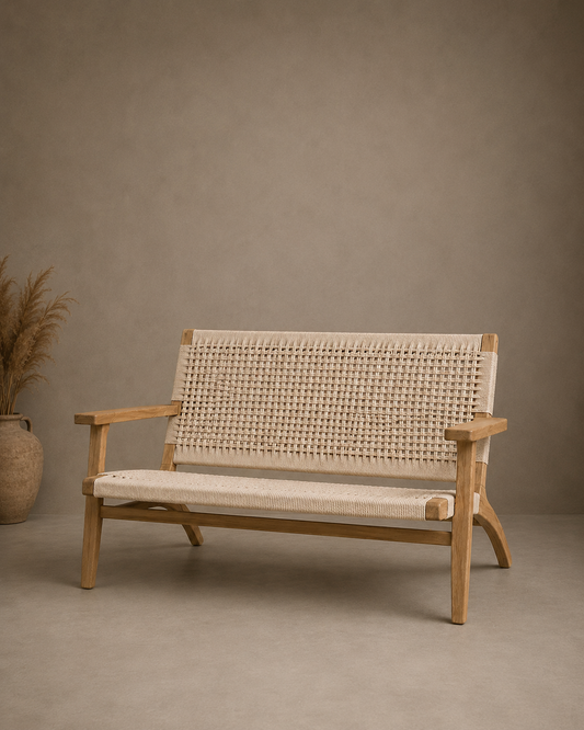 Cane Sofa and Coffee Table Set