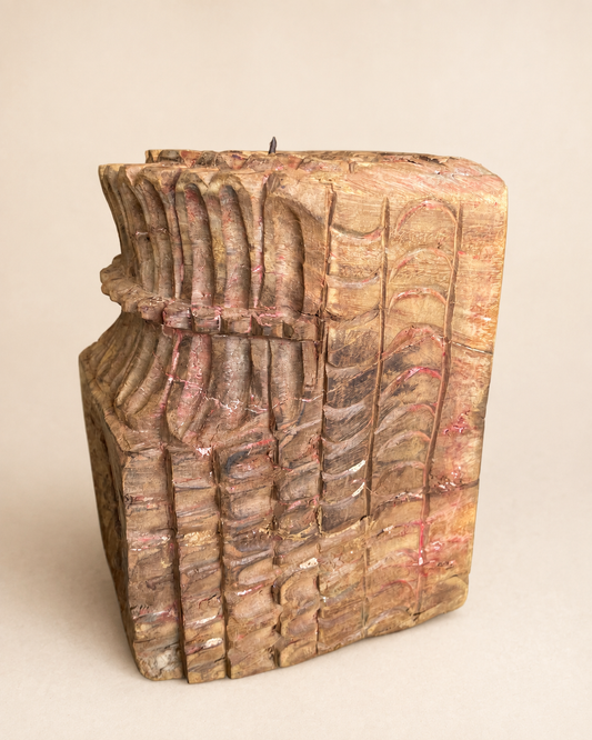 Vintage Hand-Carved Wooden Candle & Décor Stand