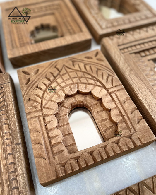 Wooden Temple Mirror Frame (Set of 9)