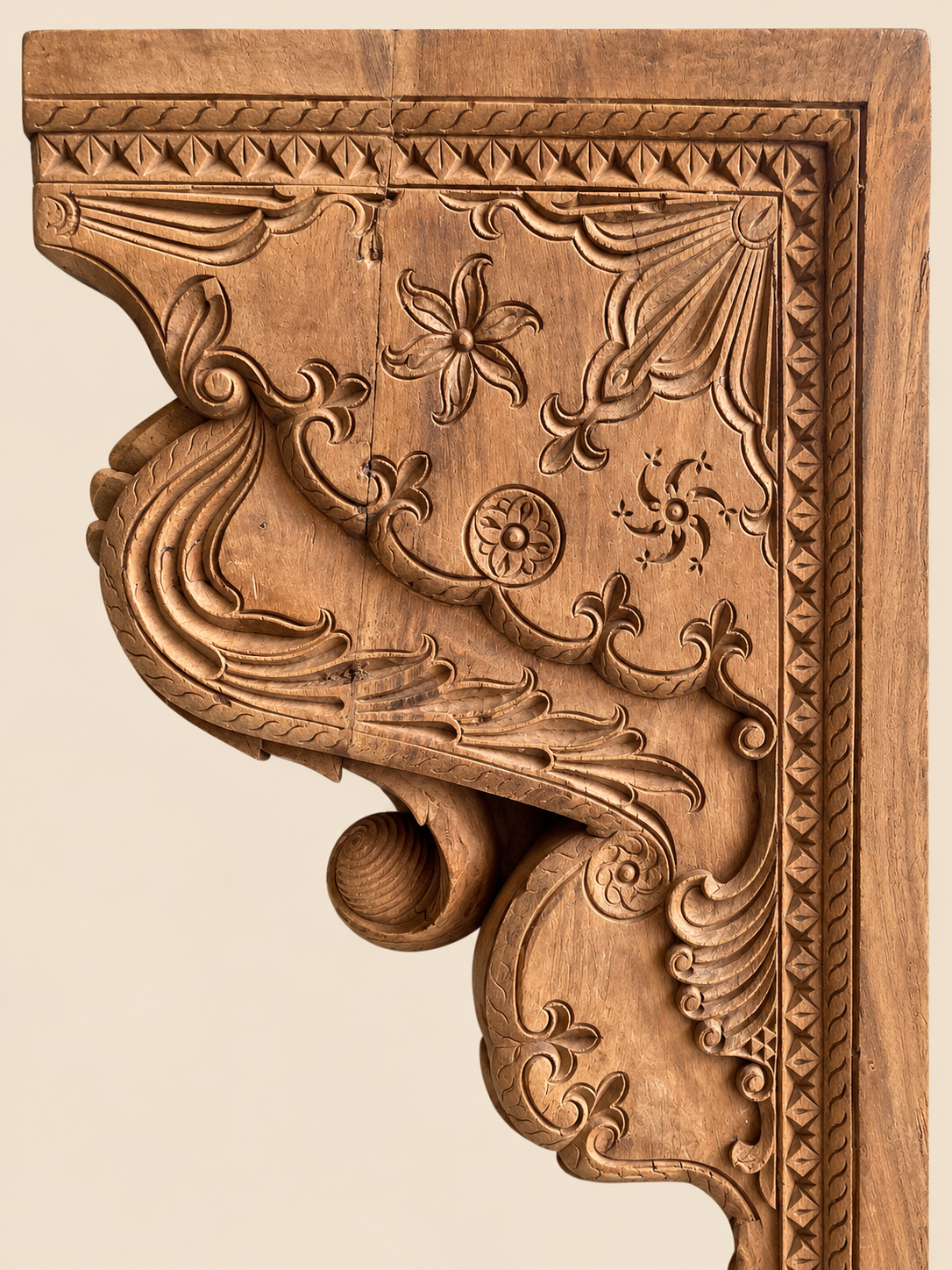 vintage hand-carved wooden architectural bracket