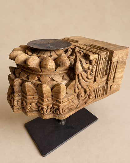 Vintage Hand-Carved Floral Candle Stand / Statue Holder / Plant Holder