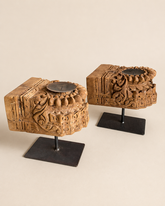 Vintage Hand-Carved Multipurpose Décor Stands – Set of Two