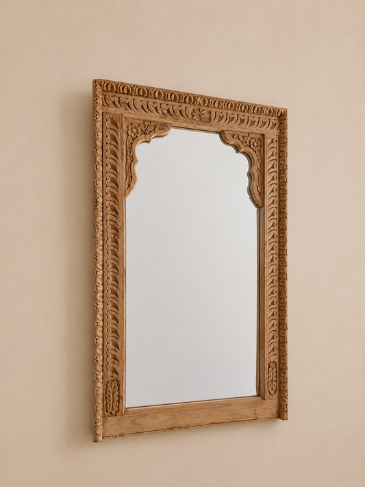 Handcrafted Heritage Arch Wooden Wall Mirror