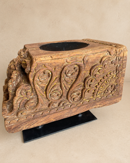 Heritage Teak Wood Carved Candle Stand / Statue Holder / Plant Holder