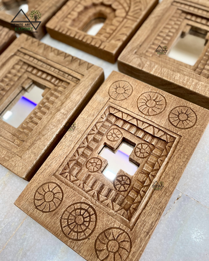Wooden Temple Mirror Frame (Set of 9)