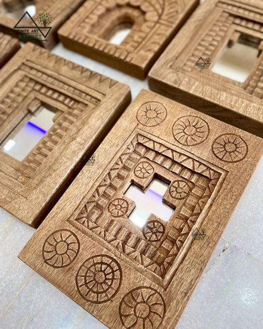 Wooden Temple Mirror Frame (Set of 9)
