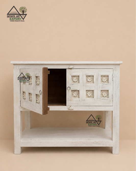 Vintage Floral Storage Console Table