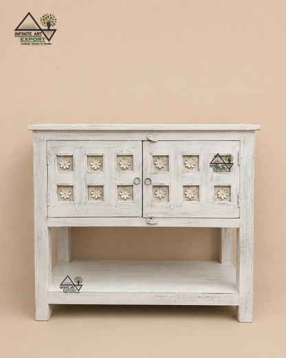 Vintage Floral Storage Console Table