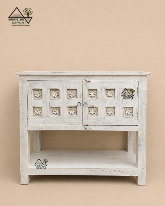 Vintage Floral Storage Console Table