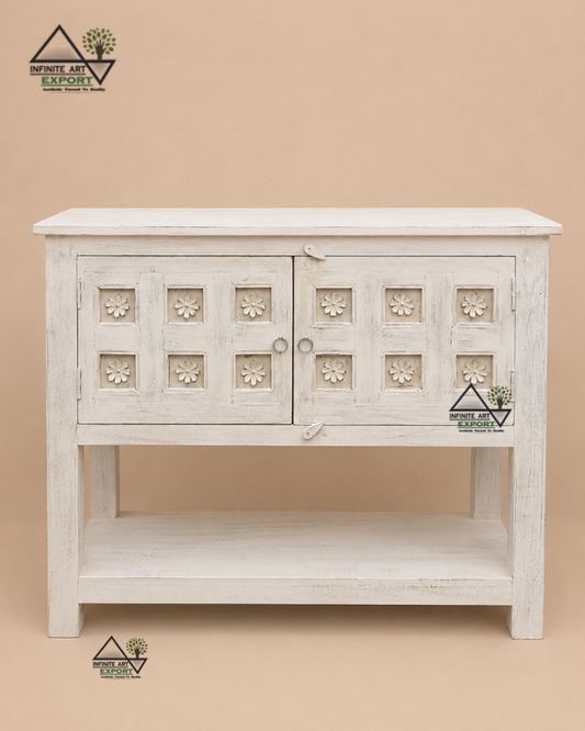Vintage Floral Storage Console Table