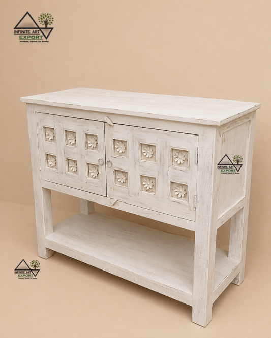 Vintage Floral Storage Console Table