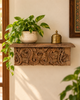 Vintage Hand-Carved Scrollwork Wooden Wall Shelf / Bracket