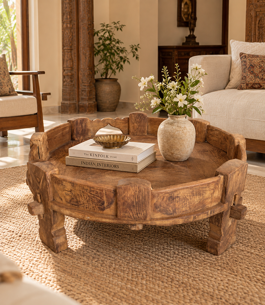 Gujarat Old Wooden Decor Chakki Table / Center Decor Chakki