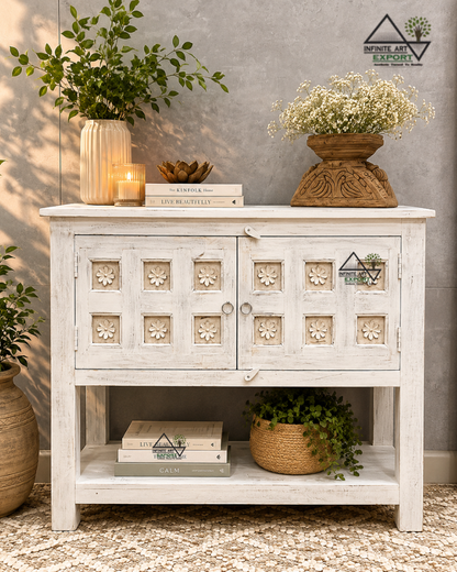 Vintage Floral Storage Console Table