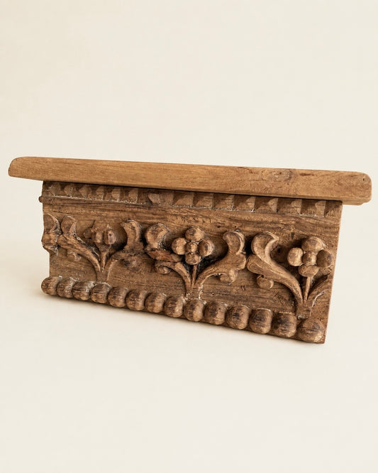 Vintage Hand Carved Wooden Shelf