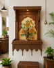 Handcrafted Solid Wood Wall Hanging Temple with LED Light