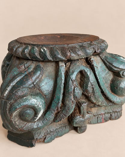 Vintage Hand-Carved Wooden Candle Holder / Plant Holder / Statue Holder