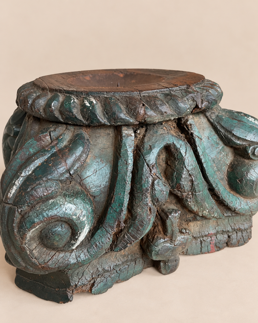 Vintage Hand-Carved Wooden Candle Holder / Plant Holder / Statue Holder