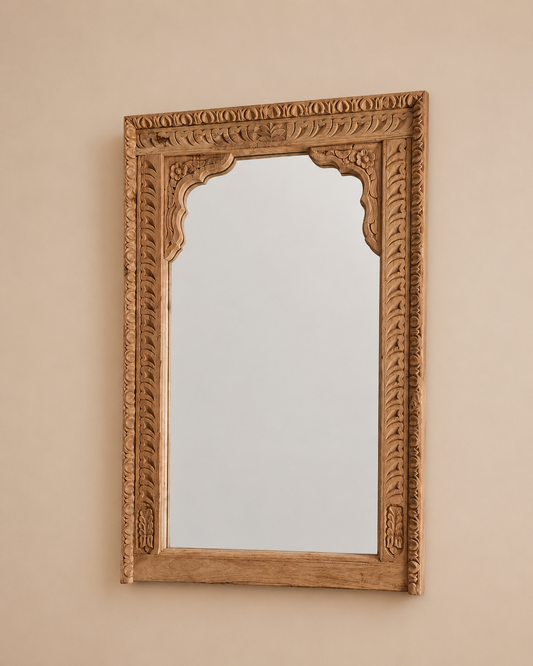 Handcrafted Heritage Arch Wooden Wall Mirror