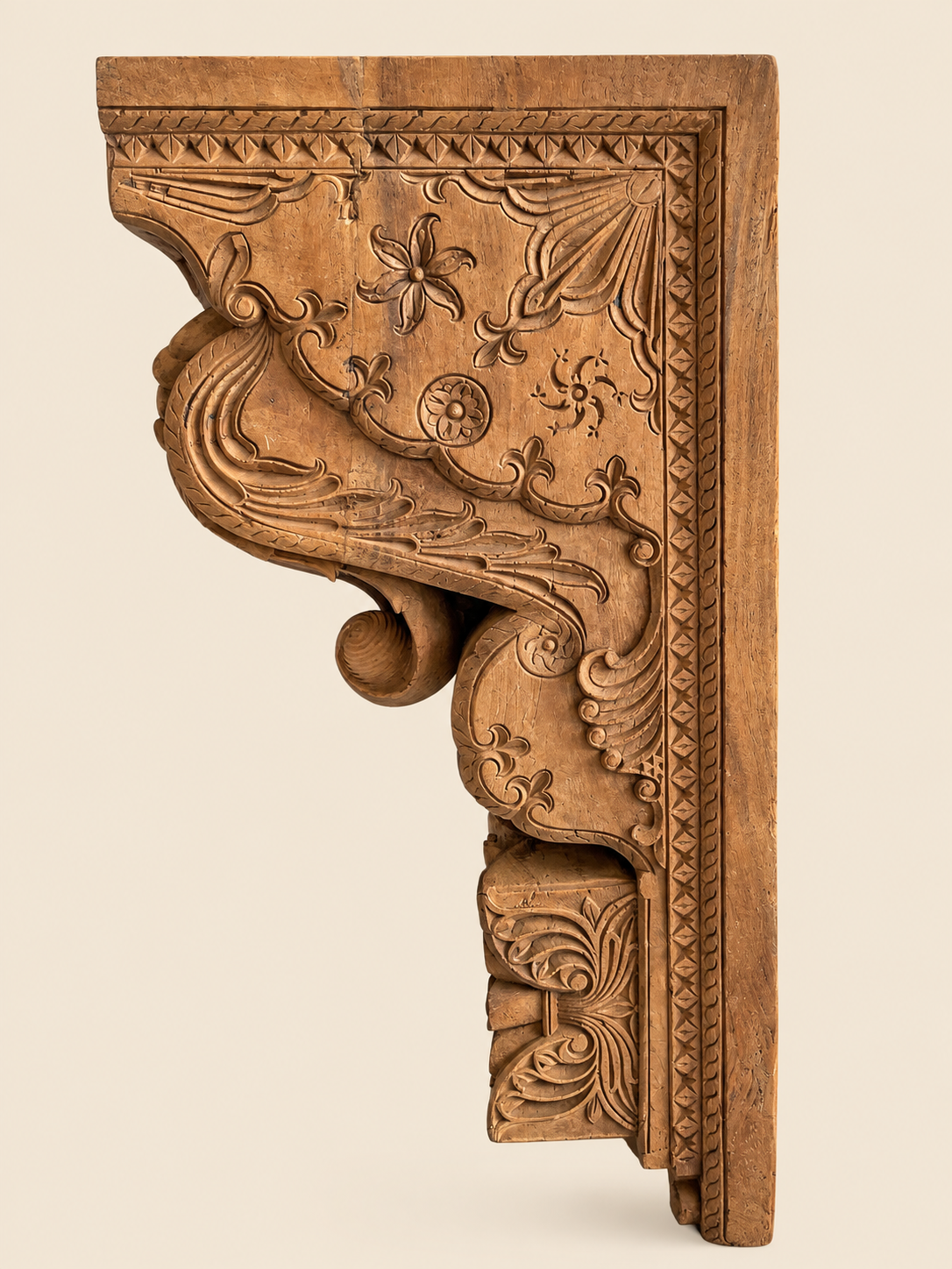vintage hand-carved wooden architectural bracket