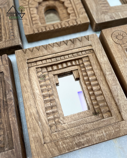 Wooden Temple Mirror Frame (Set of 9)