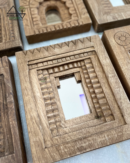 Wooden Temple Mirror Frame (Set of 9)