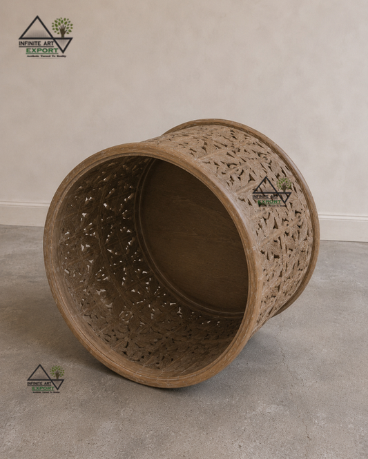 Round Hand-Carved Coffee Table
